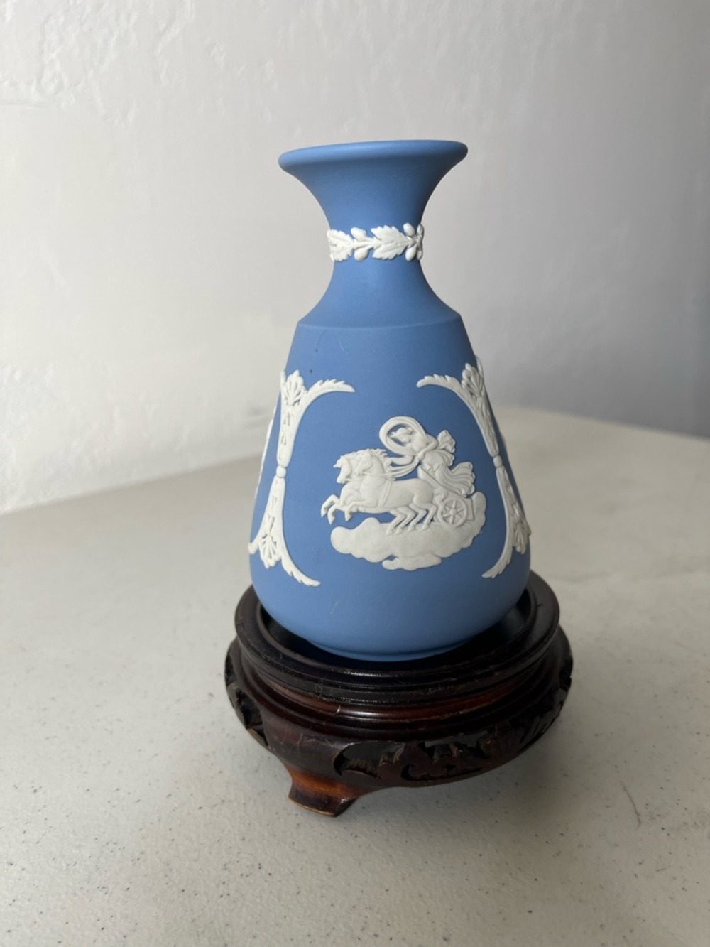 Wedgwood Blue Vase with White Classical Relief